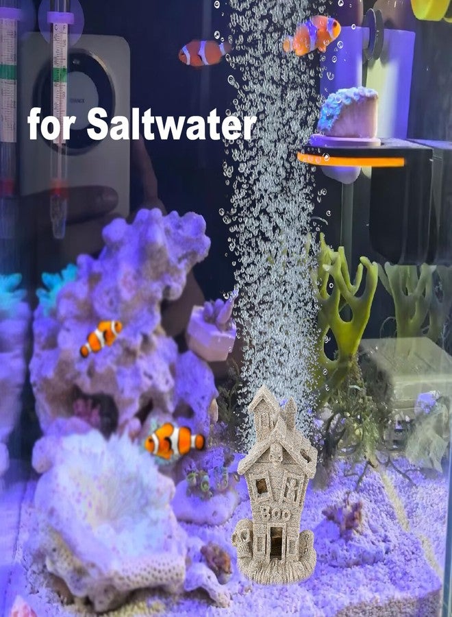 Carefree Fish حوض أسماك كيرفري، بيت مسكون، ديكور هالوين على شكل شبح، نافورة هواء، زينة مخبأ للأسماك مع أنبوب بطول 3 أقدام وحجر هواء صغير (لا يشمل مضخة هواء) - Image 5